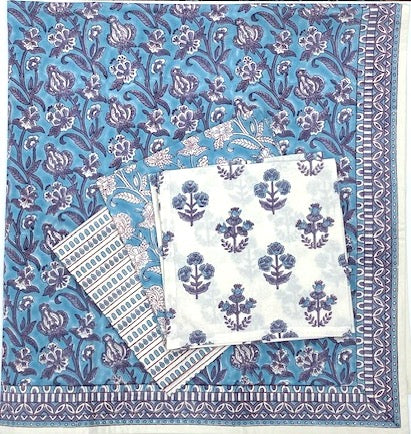 Napkin Set in Block Printed Lavender Floral Buti