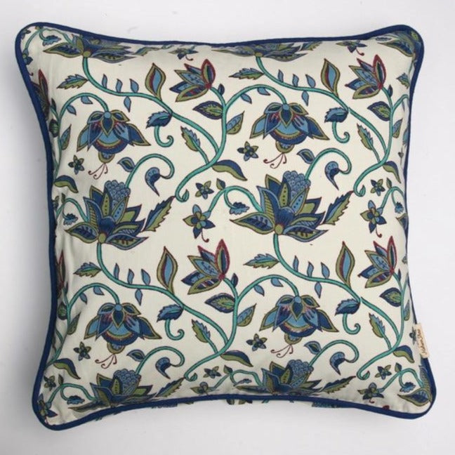 Cushion Cover in Hand Block Nambour Blue Print