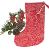 Christmas Stocking in Hand Block Holly Red Print