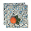 Napkin Set in Hand Block Mosaic Turquoise Print