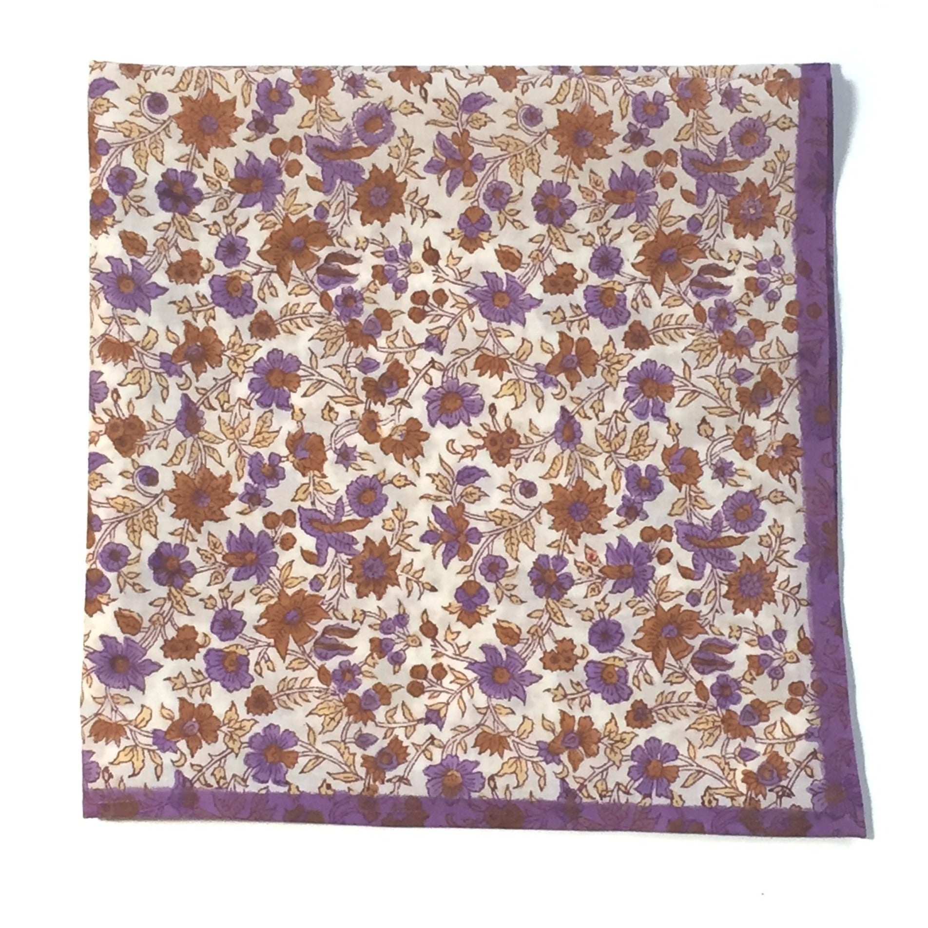 Bandana in Hand Block Print - Nina Vintage Lilac