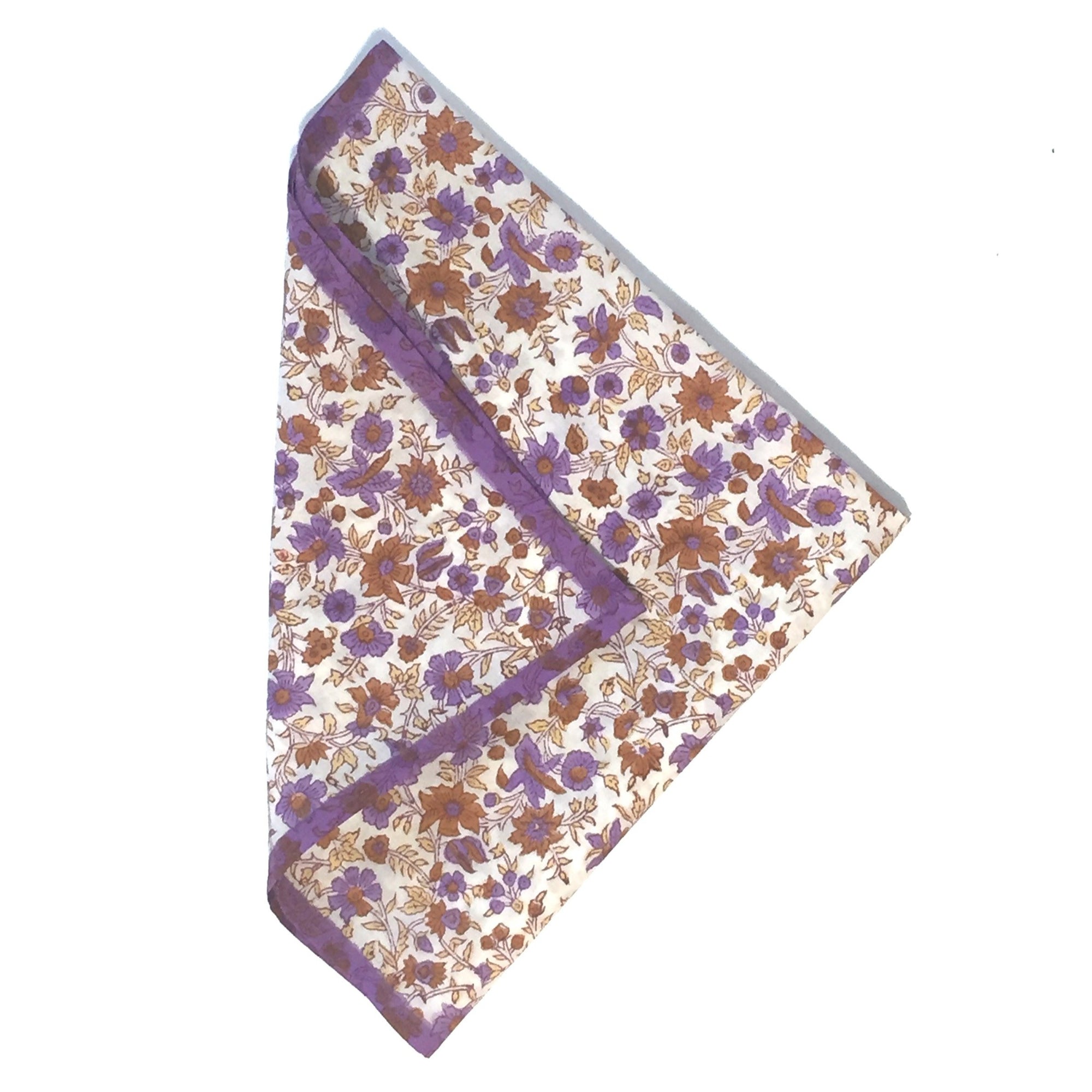 Bandana in Hand Block Print - Nina Vintage Lilac
