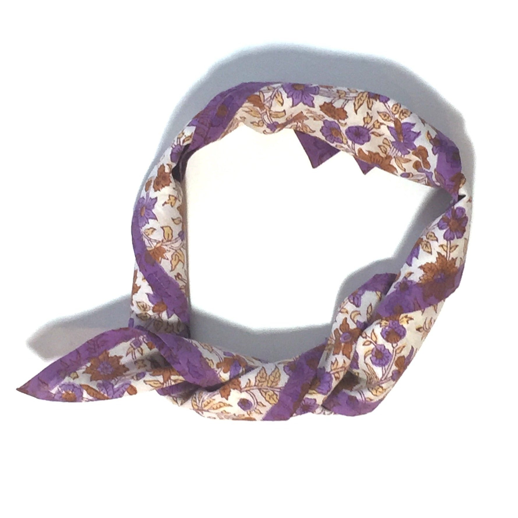 Bandana in Hand Block Print - Nina Vintage Lilac