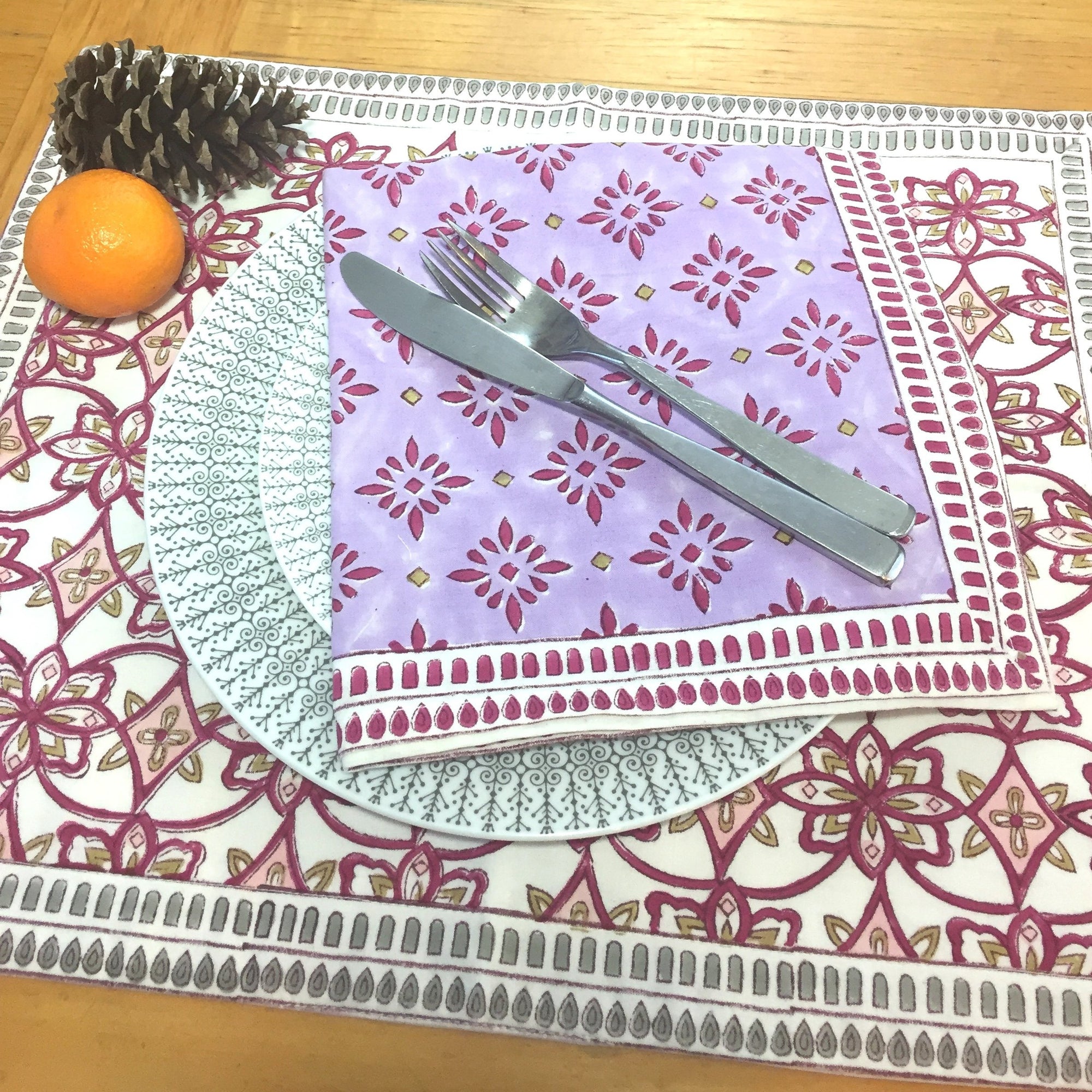 Placemat in Hand Block Printed Organic Cotton - Keyla Print