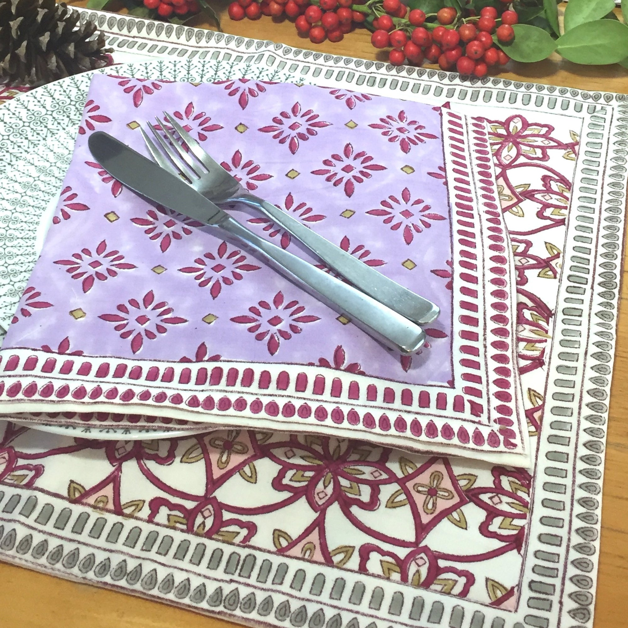 Placemat in Hand Block Printed Organic Cotton - Keyla Print