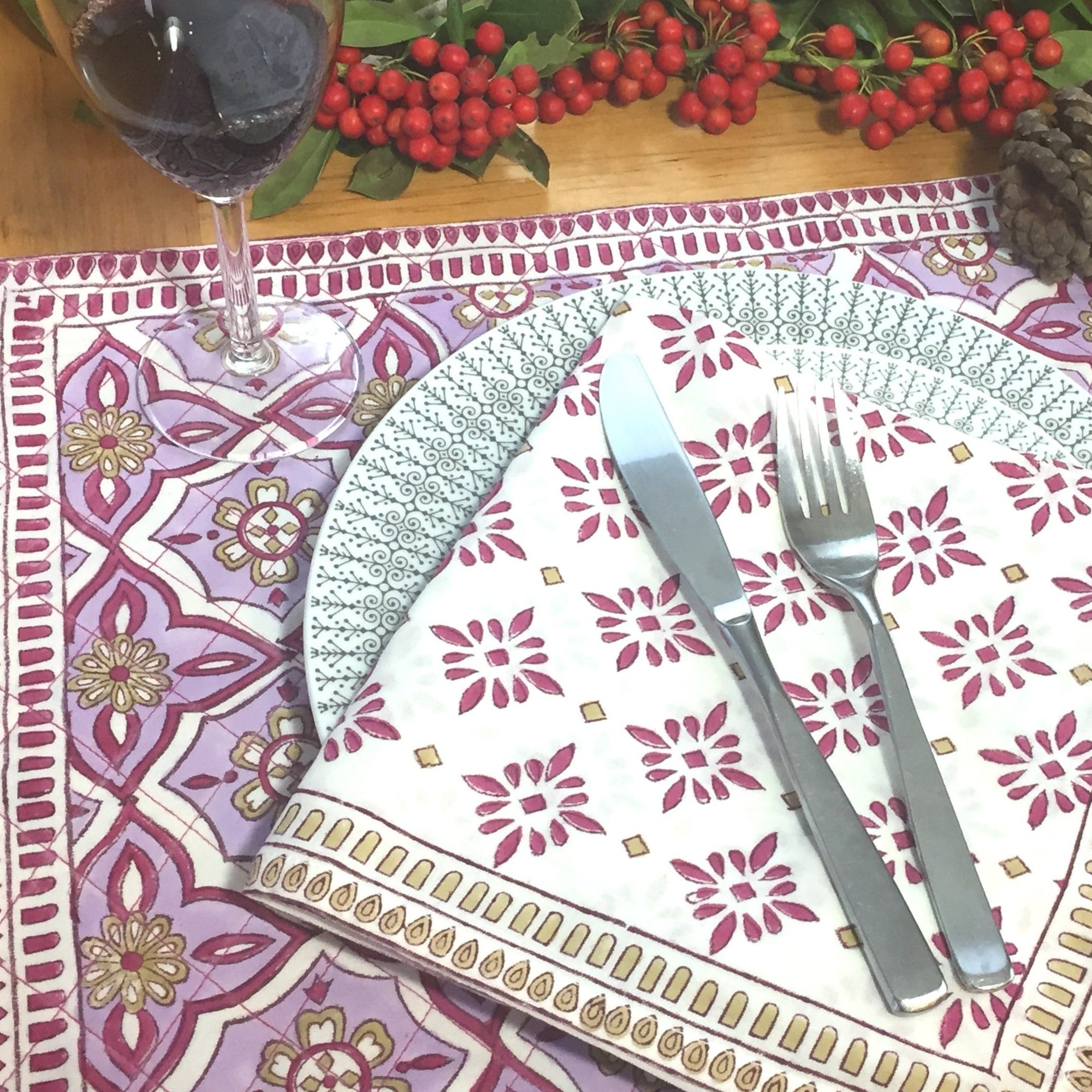 Placemat in Hand Block Printed Organic Cotton - Marrakech Print
