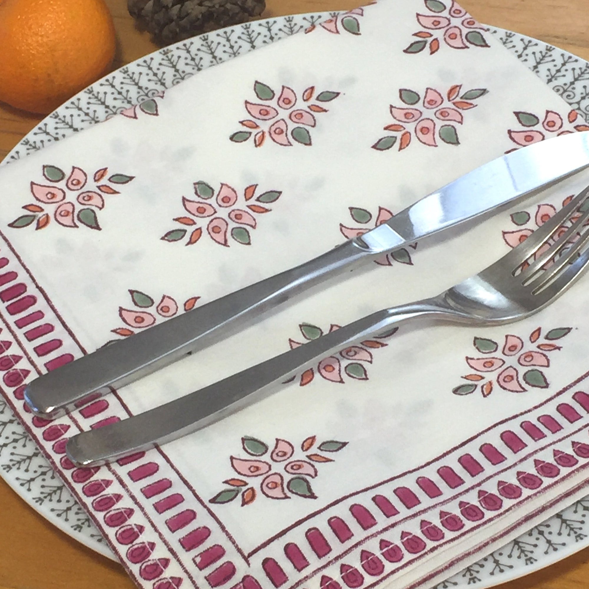 Napkin Set in Block Printed in Amelia Print