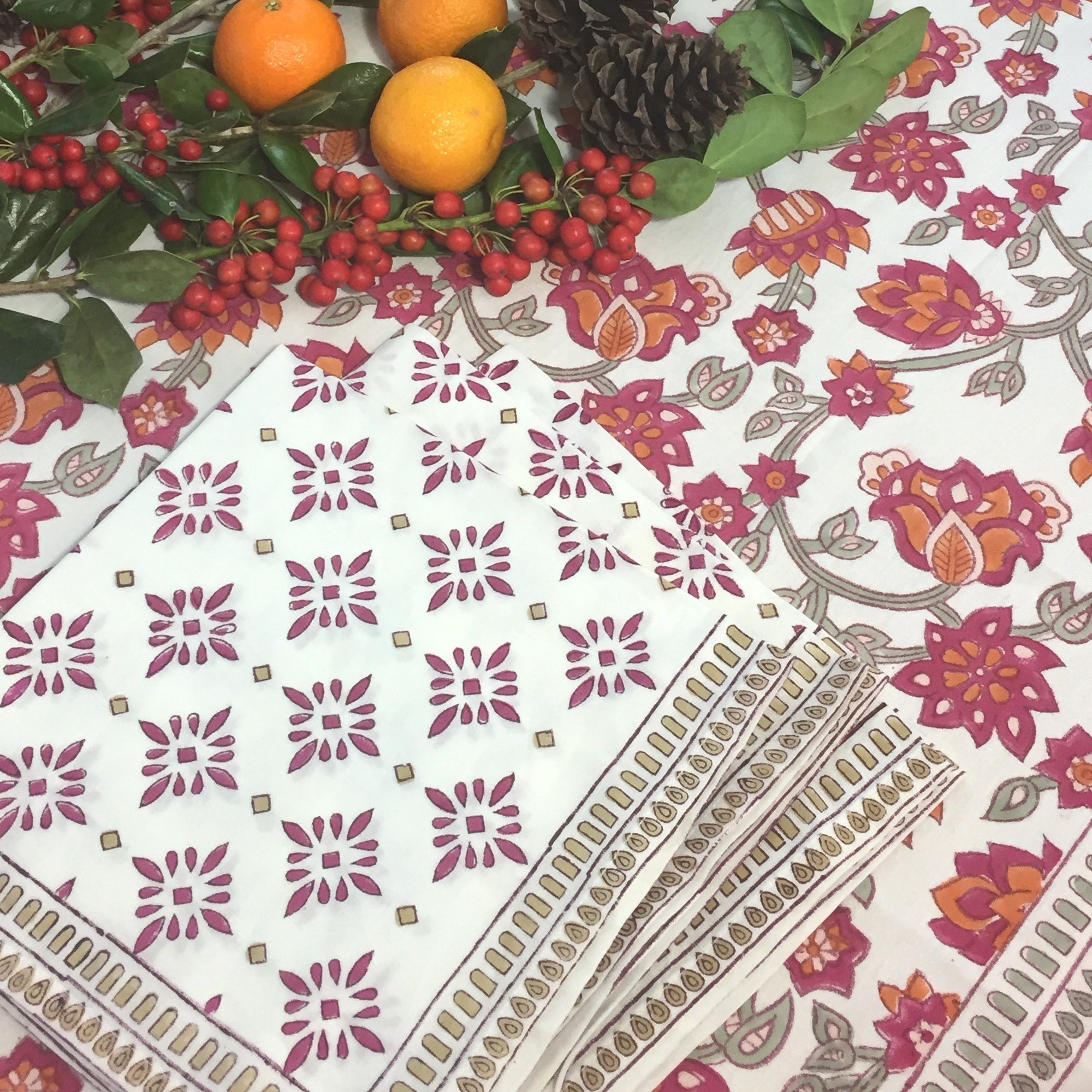 Napkin Set in Block Printed Avila Print
