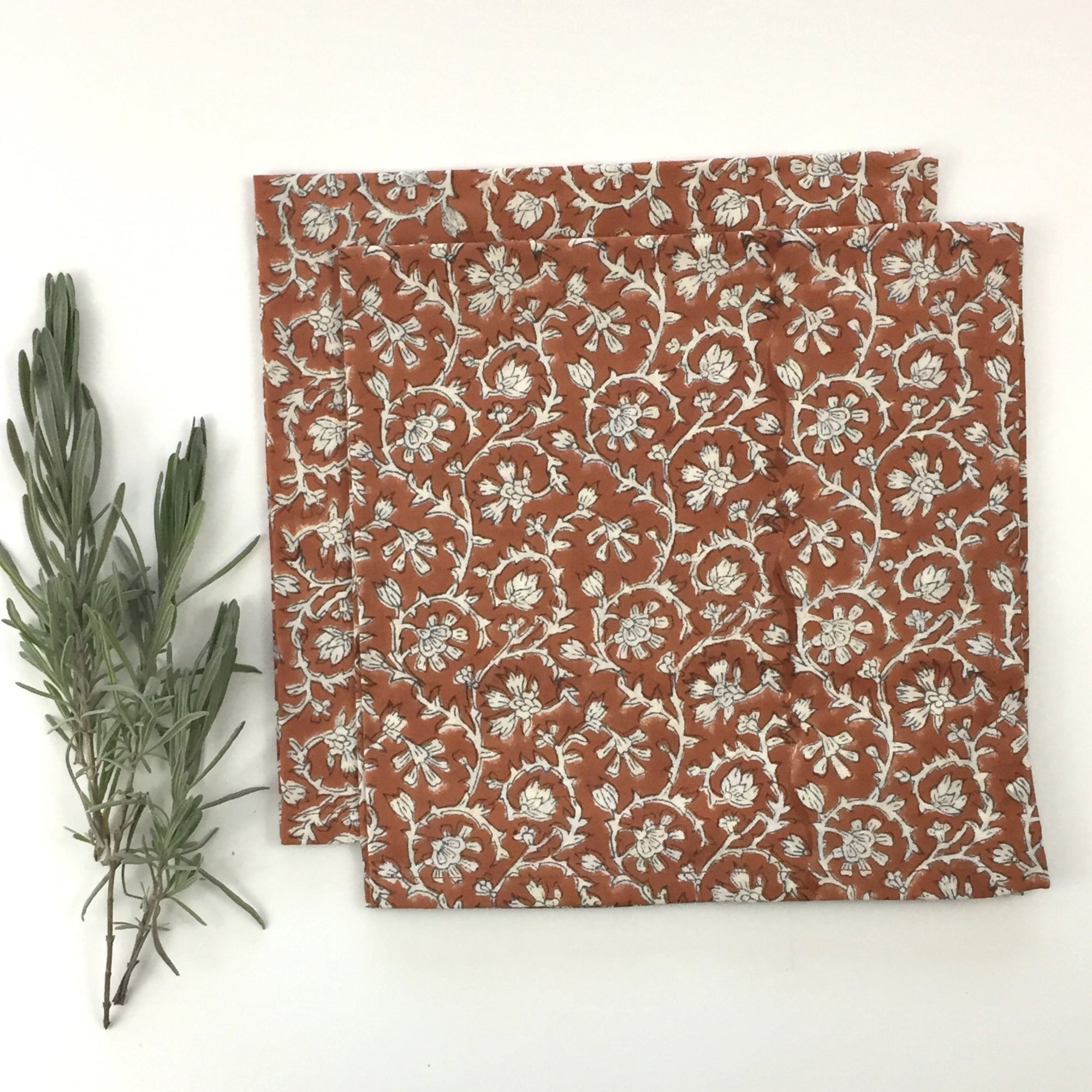 Napkin Set in Block Printed Amber Jaal Print