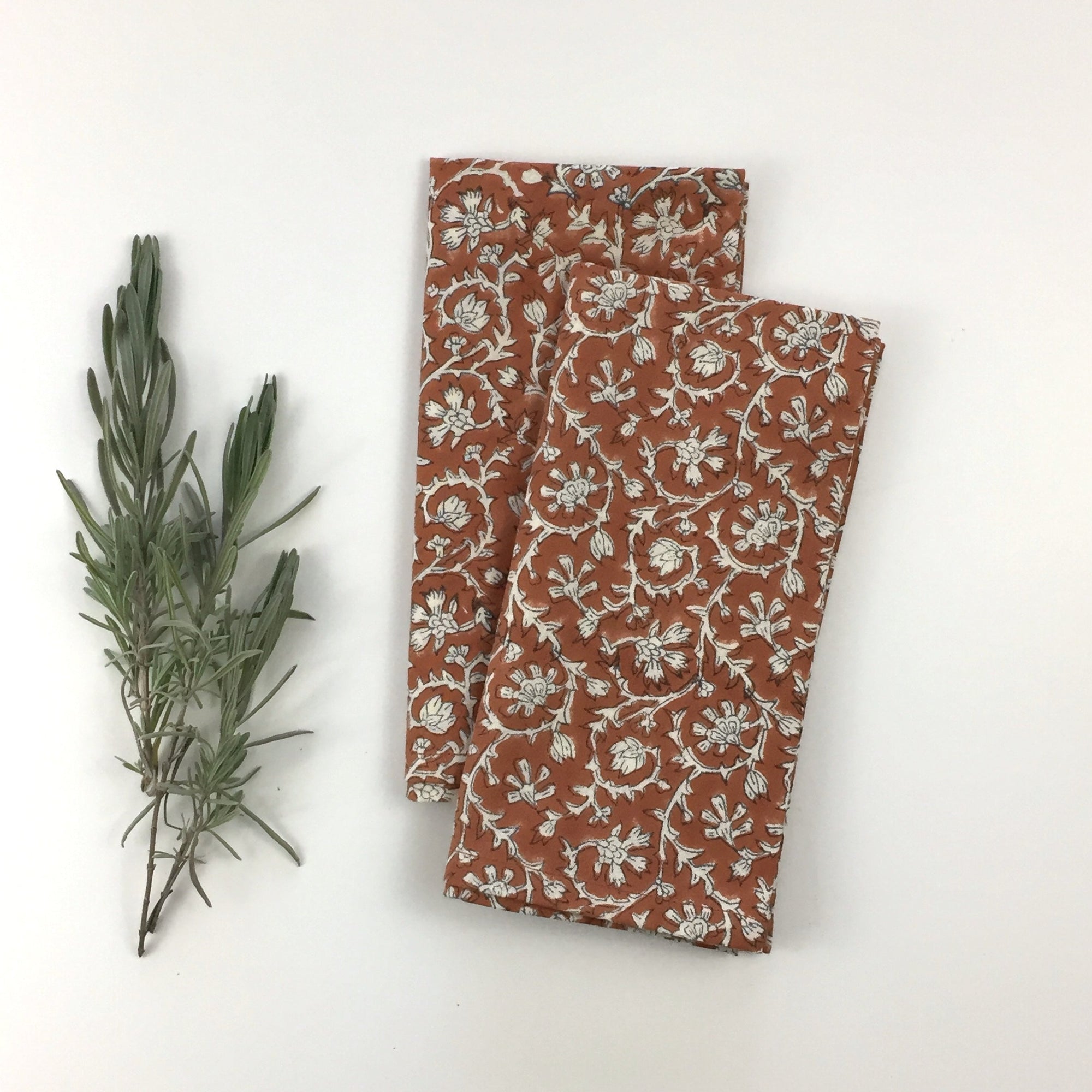 Napkin Set in Block Printed Amber Jaal Print