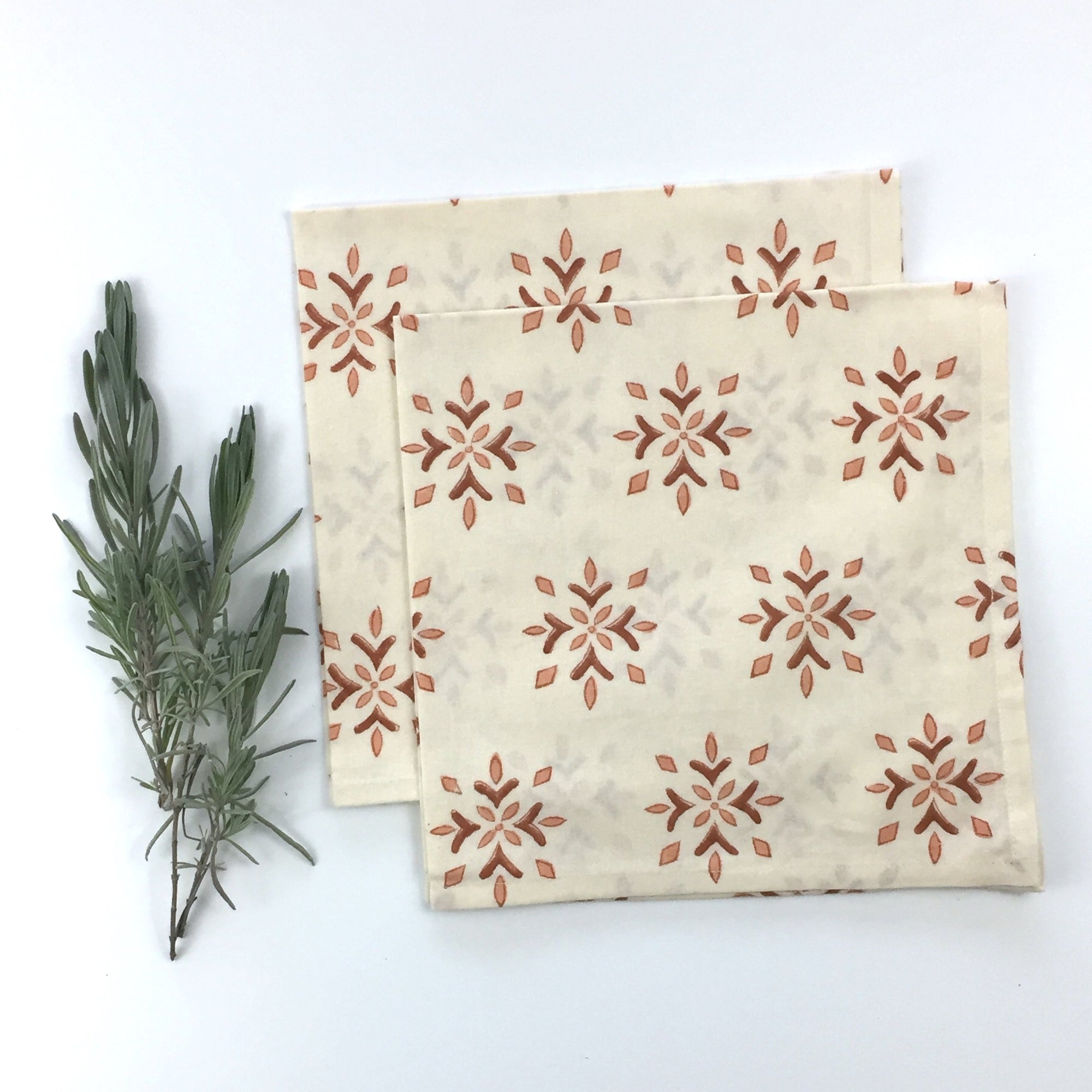 Napkin Set in Block Printed Amber Buti Print