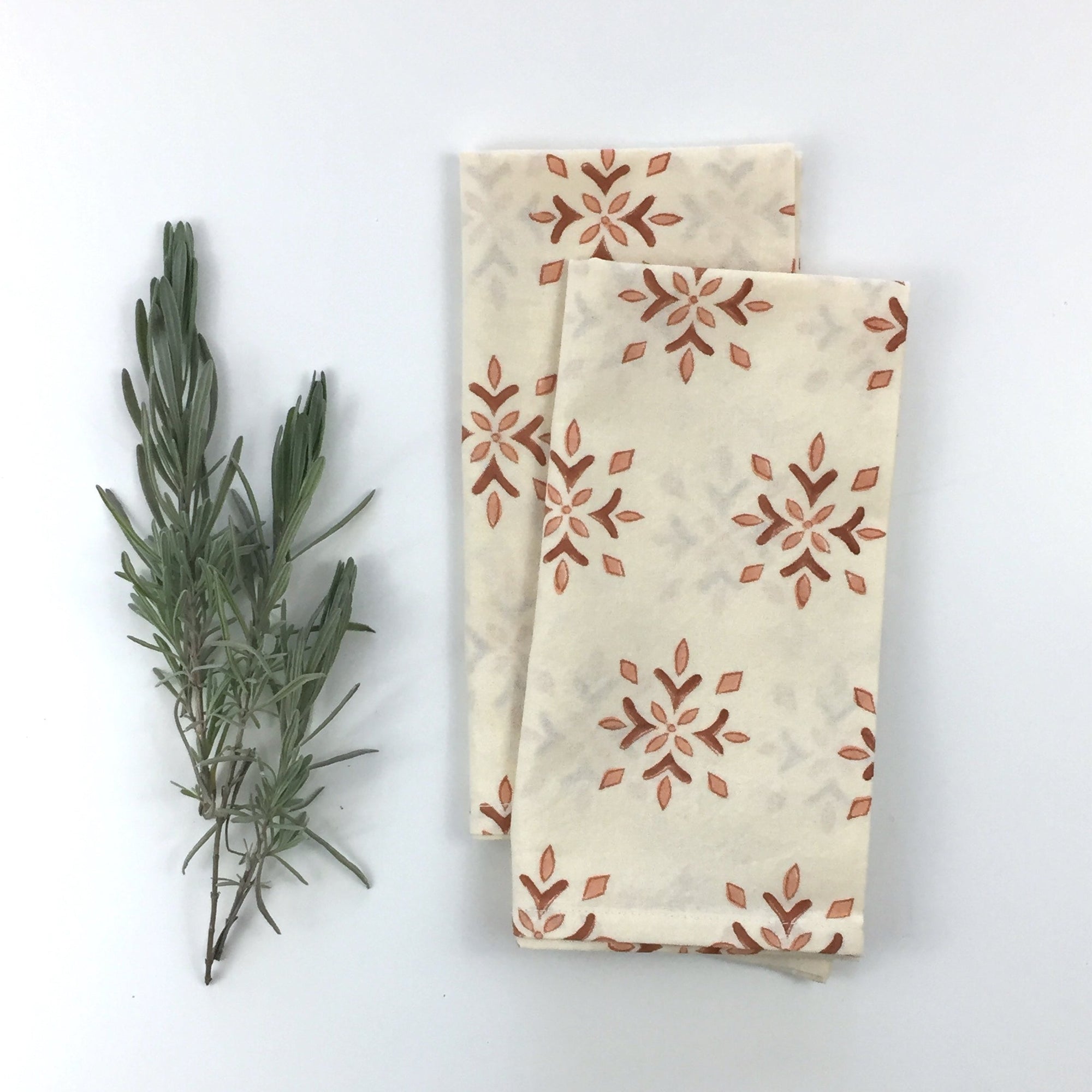 Napkin Set in Block Printed Amber Buti Print