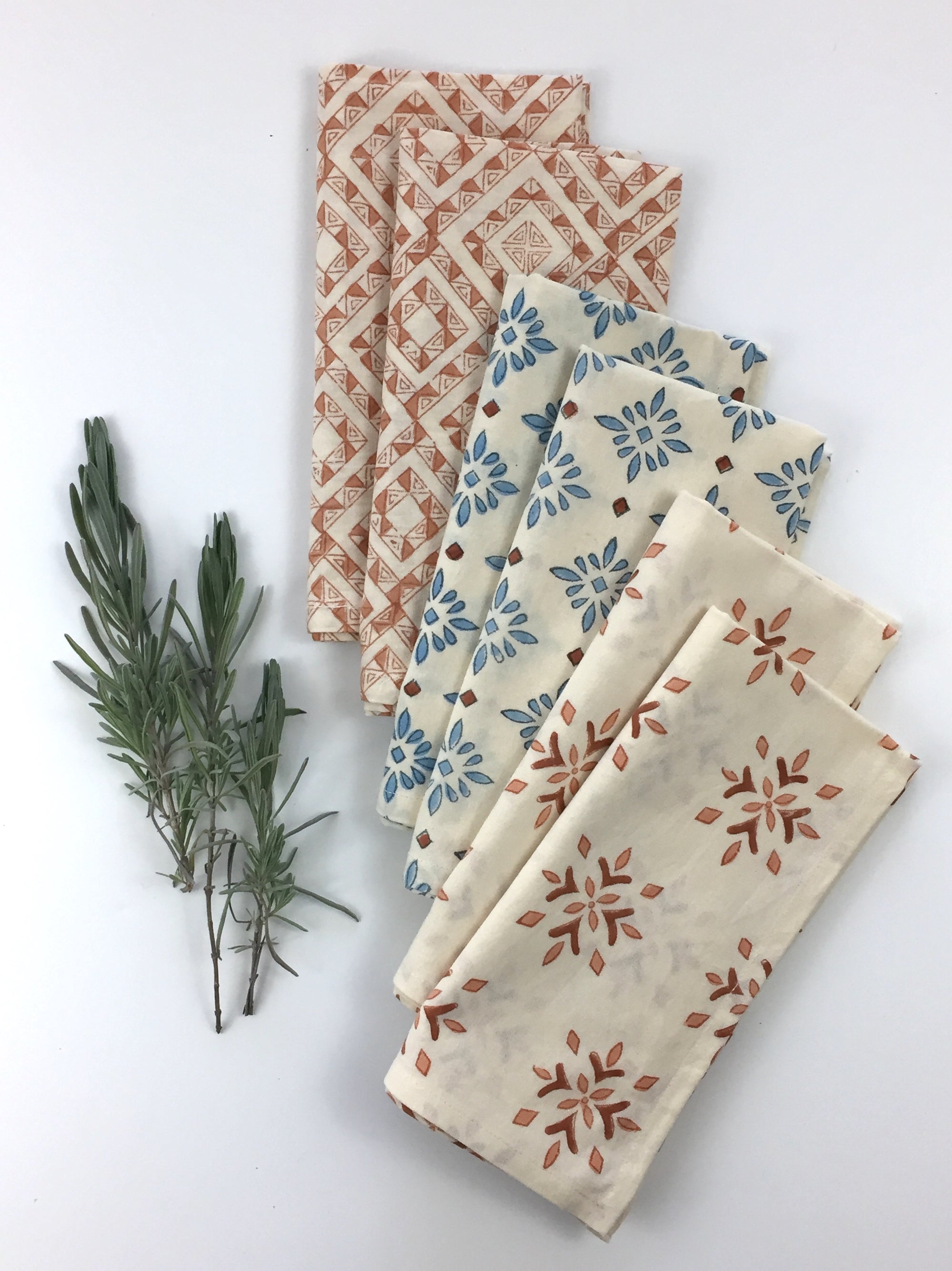 Napkin Set in Block Printed Amber Buti Print