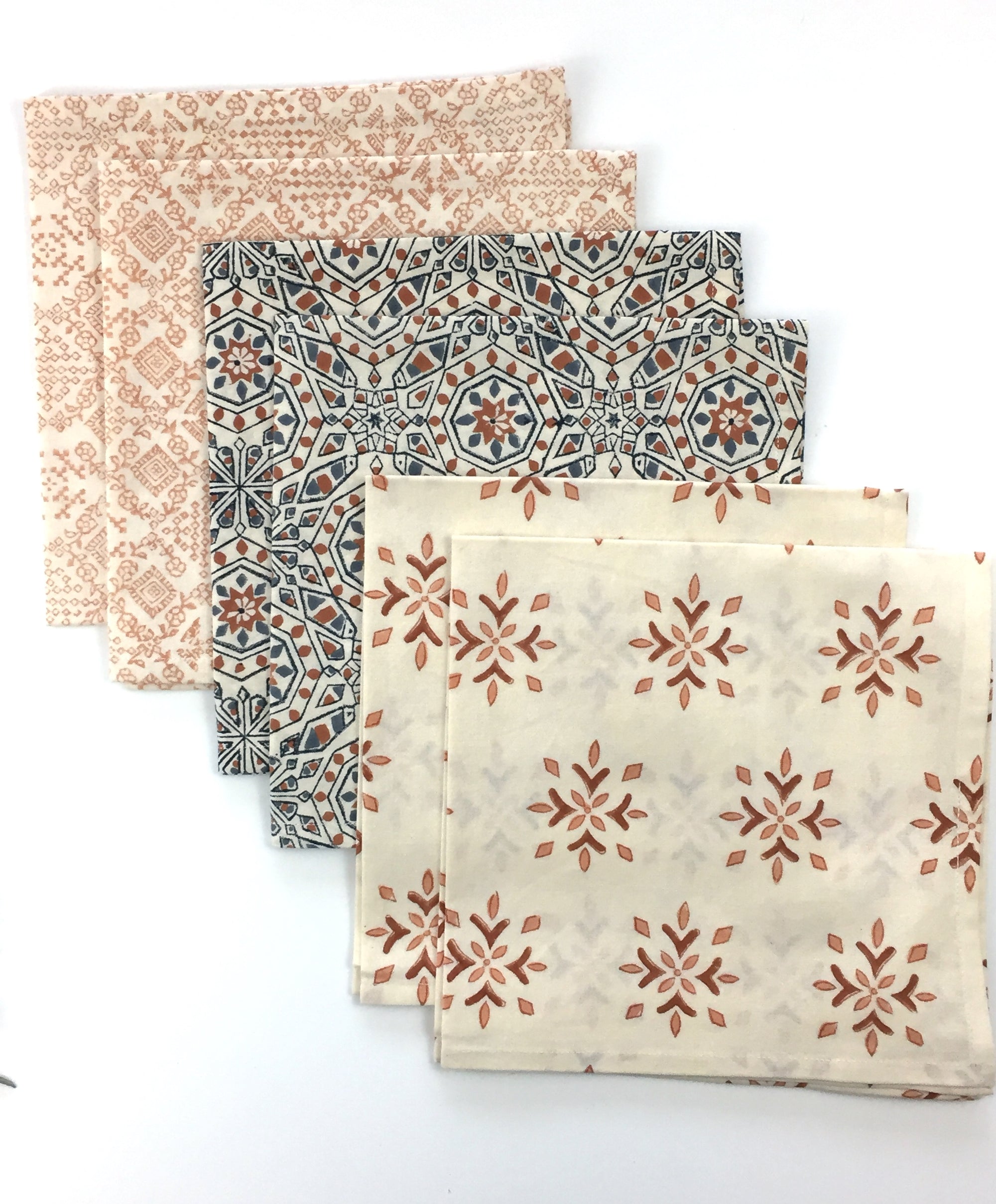 Napkin Set in Block Printed Amber Buti Print