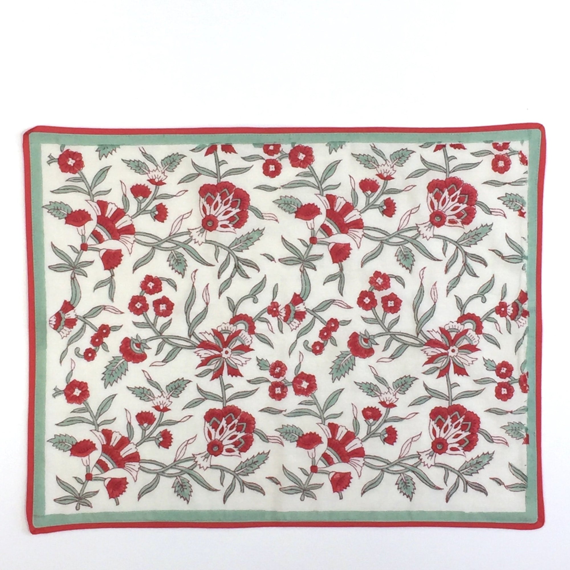 Placemat in Hand Block Printed Organic Cotton - Holly