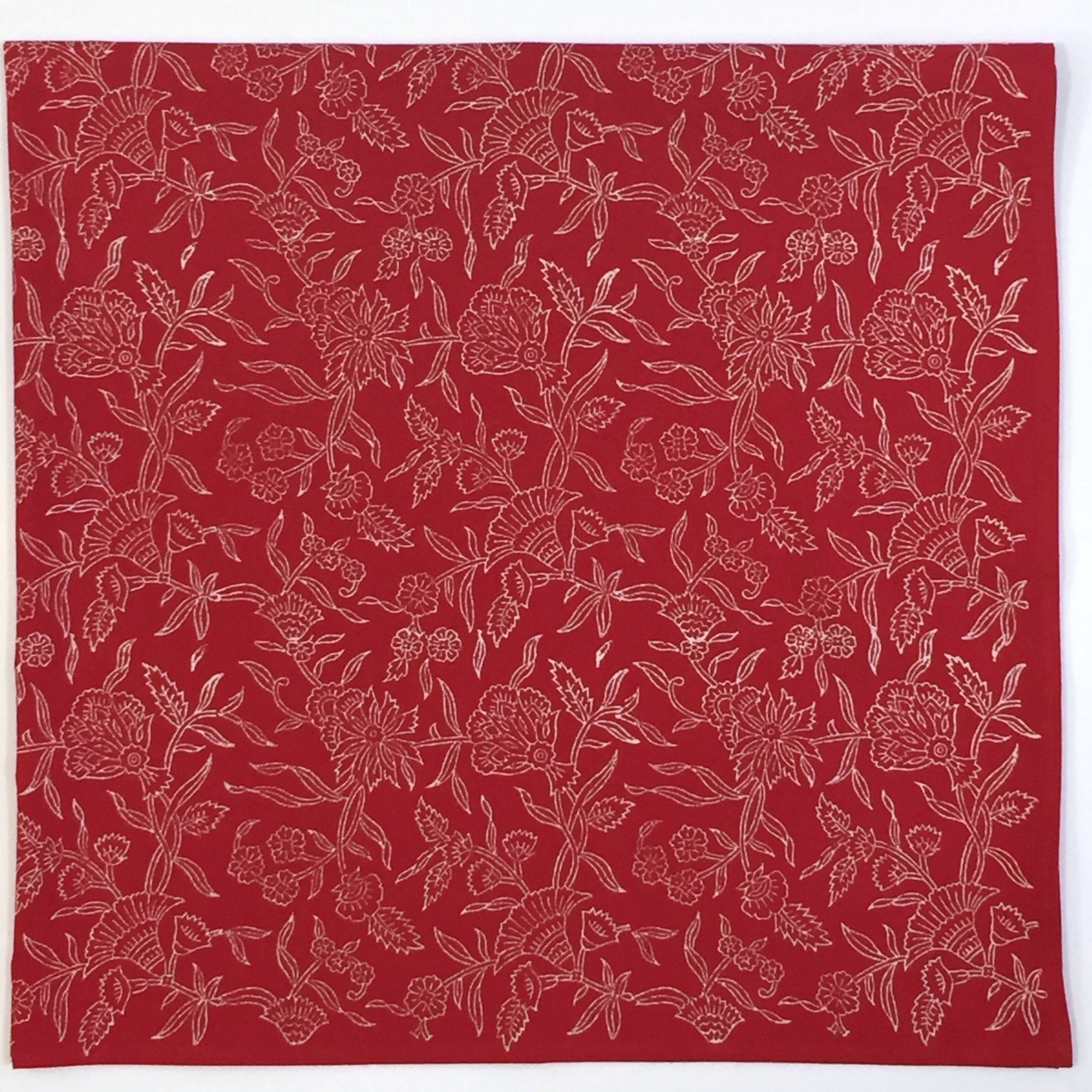 Tablecloth Square in Hand Block Printed Organic Cotton - Holly Red