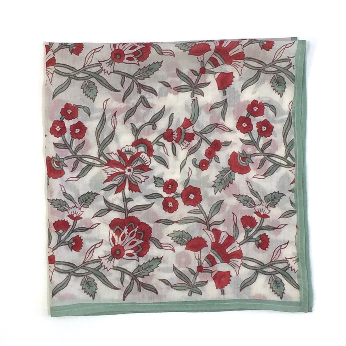 Cotton/Silk Handkerchief in Hand Block Holly Print