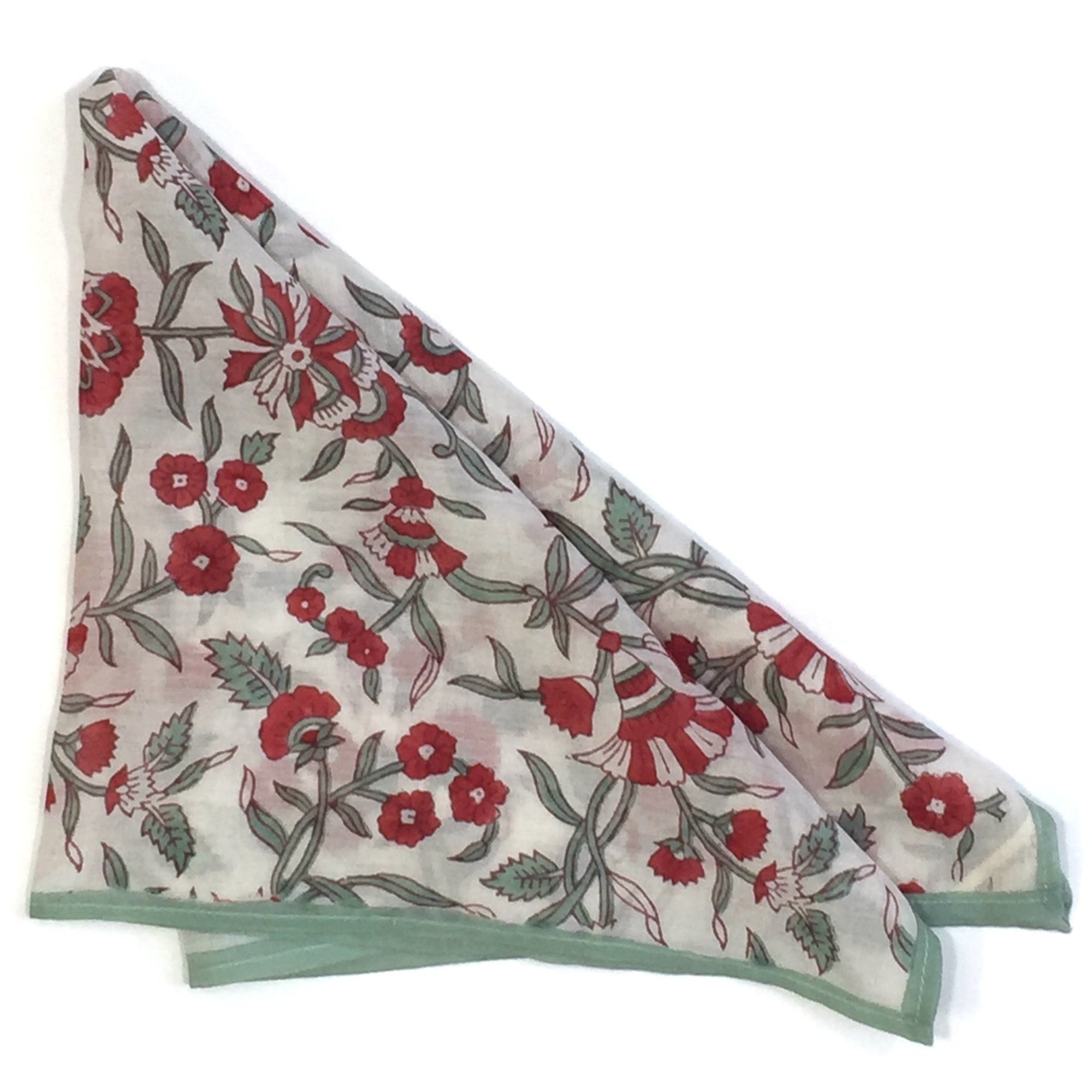 Cotton/Silk Handkerchief in Hand Block Holly Print