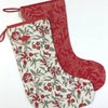Christmas Stocking in Hand Block Holly Red Print