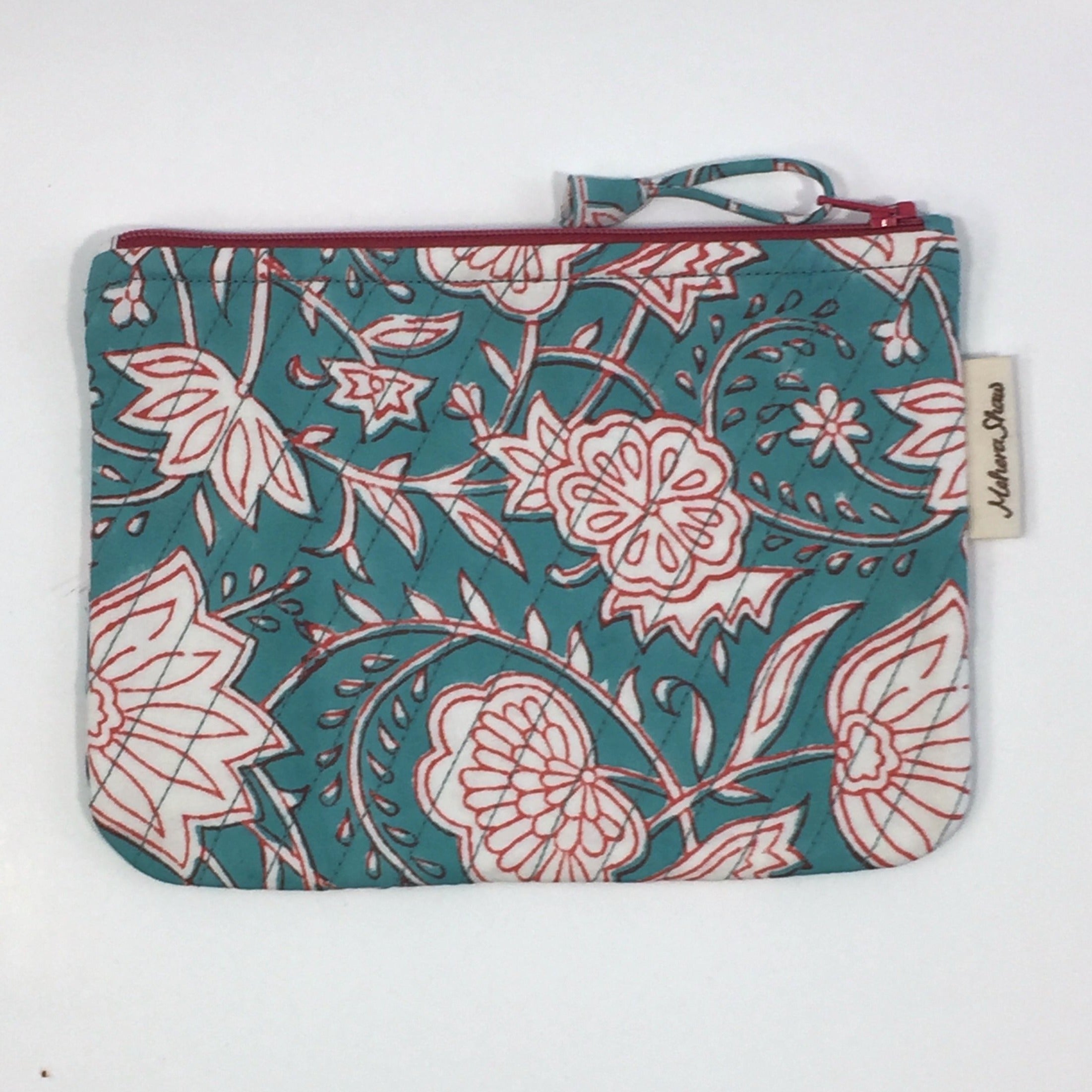 Natural Indigo Block Print Zipper Pouch Natural Indigo Block Print Zipper Pouch