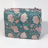 Travel Bag in Maui Turquoise Hand Block Print