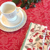 Placemat in Hand Block Printed Organic Cotton - Holly Red