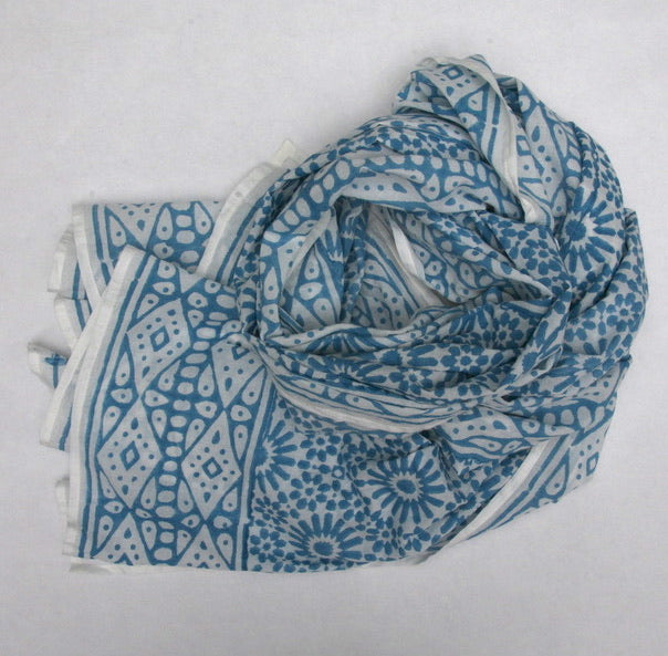Scarf in Block Printed Mosaic Print