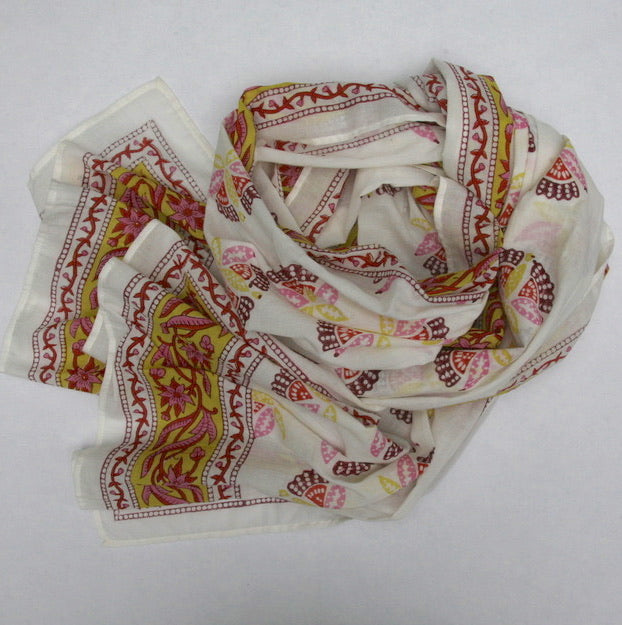 Scarf in Block Printed Pink Buti Print