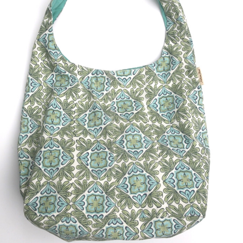 Susan Tote in Moroccan Turquoise Lotus Block Print