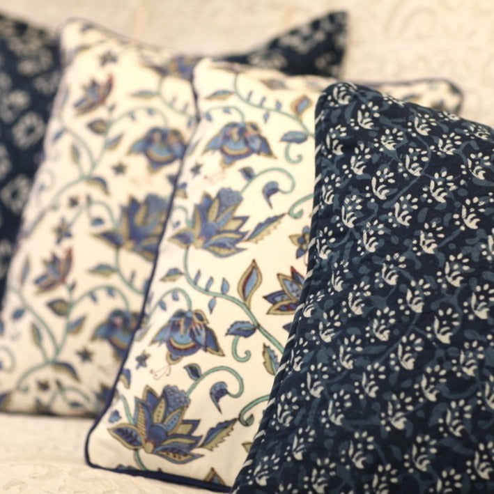 Blue on sale print cushions