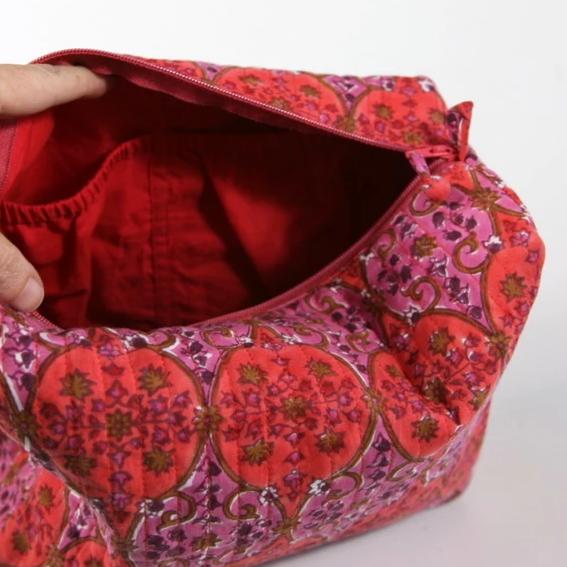 Travel Bag in Arabesque Hand Block Print