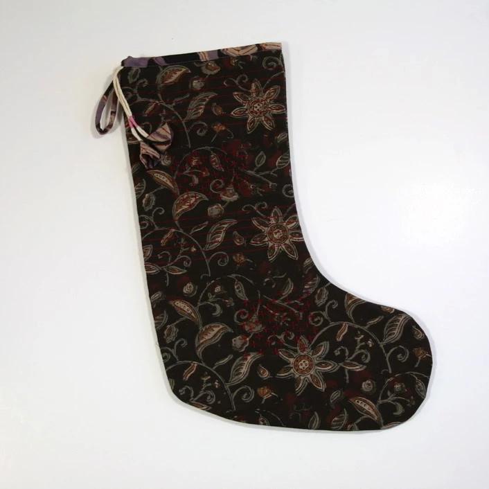 Christmas Stocking in Hand Block Bagru Print