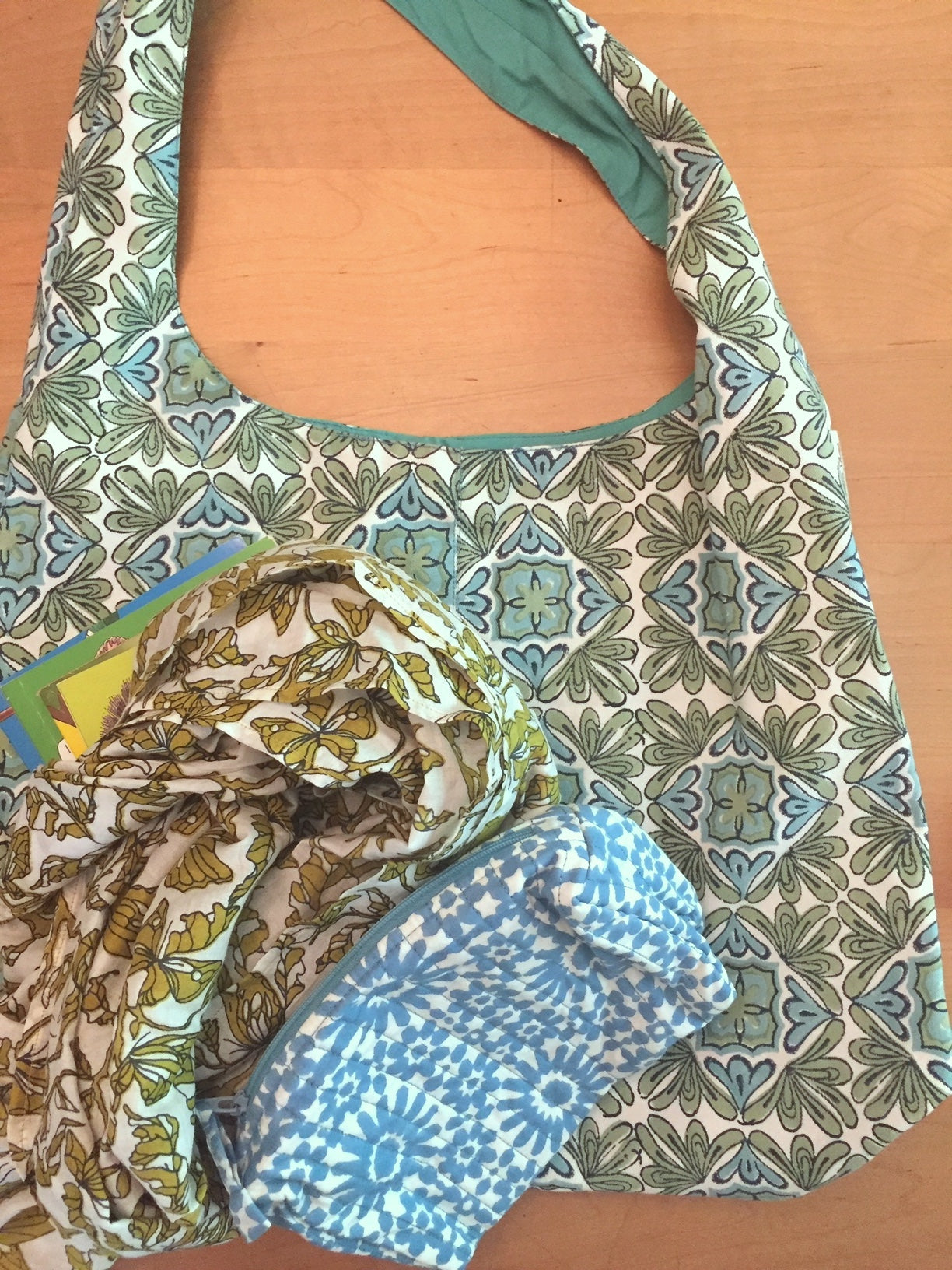 Susan Tote in Moroccan Turquoise Lotus Block Print