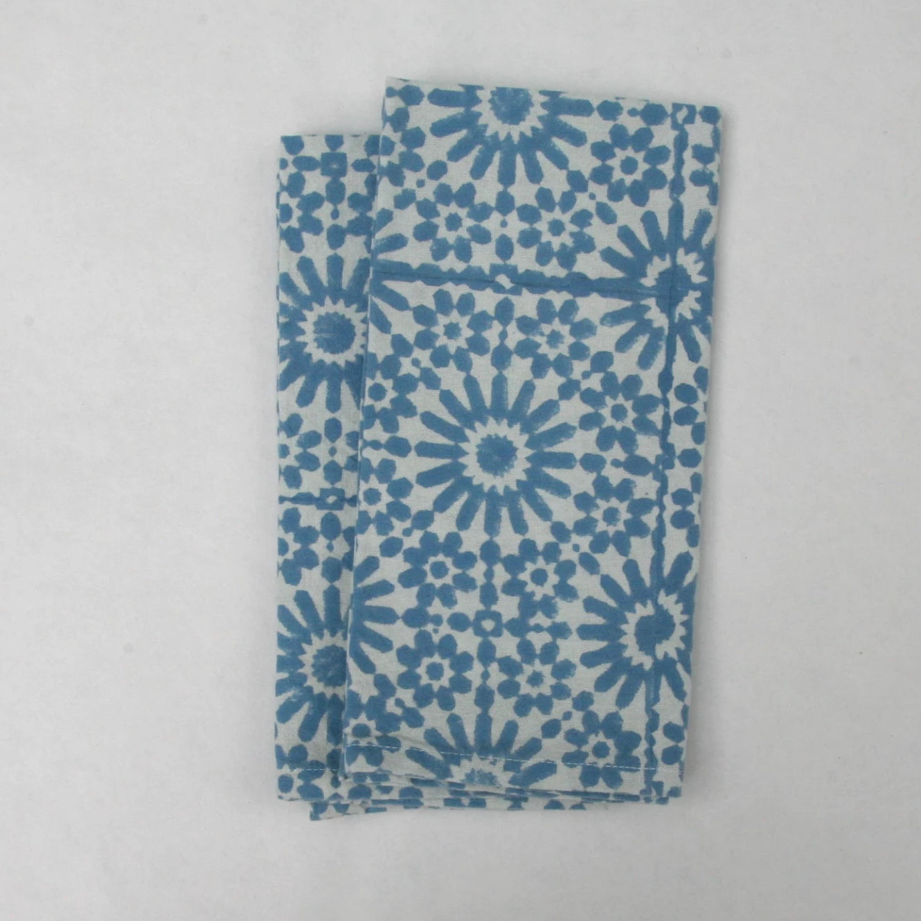 Napkin Set in Block Printed Moroccan Sky Tile Print