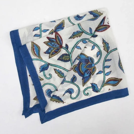 Handkerchief in Hand Block Print - Nambour Blues