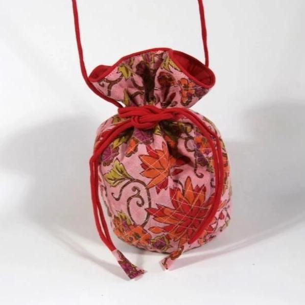 Quilted Potli Bag Mini in Haiku Hand Block Print